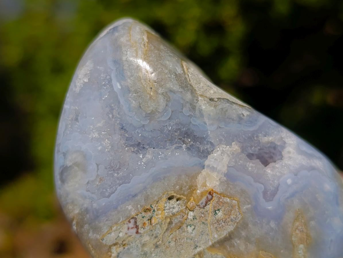 Polished and Natural Blue Lace Agate Standing Display Pieces x 5 From Nsanje, Malawi - Toprock Gemstones and Minerals 
