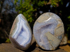 Polished and Natural Blue Lace Agate Standing Display Pieces x 5 From Nsanje, Malawi - Toprock Gemstones and Minerals 
