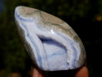 Polished and Natural Blue Lace Agate Standing Display Pieces x 5 From Nsanje, Malawi - Toprock Gemstones and Minerals 