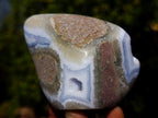 Polished and Natural Blue Lace Agate Standing Display Pieces x 5 From Nsanje, Malawi - Toprock Gemstones and Minerals 