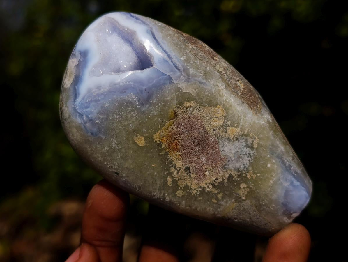 Polished and Natural Blue Lace Agate Standing Display Pieces x 5 From Nsanje, Malawi - Toprock Gemstones and Minerals 