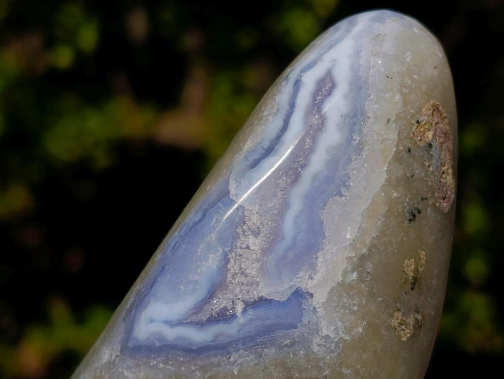 Polished and Natural Blue Lace Agate Standing Display Pieces x 5 From Nsanje, Malawi - Toprock Gemstones and Minerals 