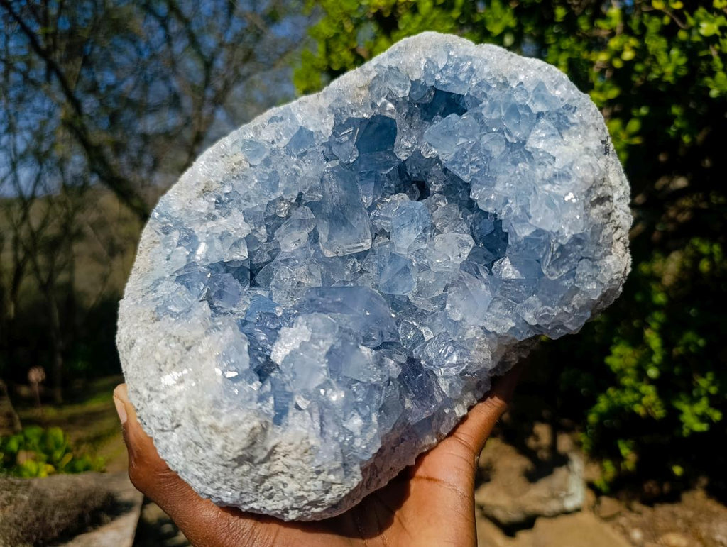 Natural Large Blue Celestite Geode Specimen x 1 From Sakoany, Madagascar - Toprock Gemstones and Minerals 