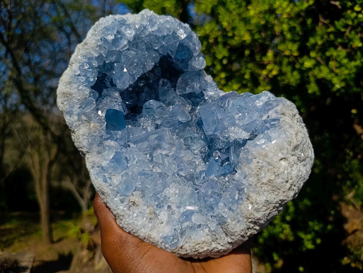 Natural Large Blue Celestite Geode Specimen x 1 From Sakoany, Madagascar - Toprock Gemstones and Minerals 