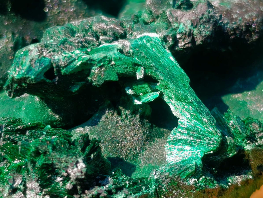 Natural Silky Malachite Specimens x 2 From Kasompe, Congo - Toprock Gemstones and Minerals 