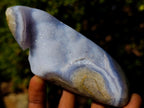 Polished and Natural Blue Lace Agate Free Forms and a Standing Display Piece x 3 From Nsanje, Malawi - Toprock Gemstones and Minerals 