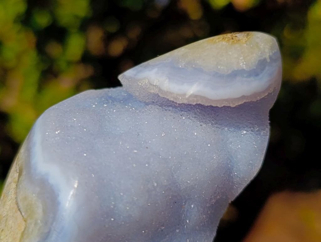 Polished and Natural Blue Lace Agate Free Forms and a Standing Display Piece x 3 From Nsanje, Malawi - Toprock Gemstones and Minerals 