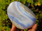 Polished and Natural Blue Lace Agate Free Forms and a Standing Display Piece x 3 From Nsanje, Malawi - Toprock Gemstones and Minerals 