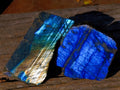 Polished One Side Labradorite Slices x 12 From Madagascar - Toprock Gemstones and Minerals 