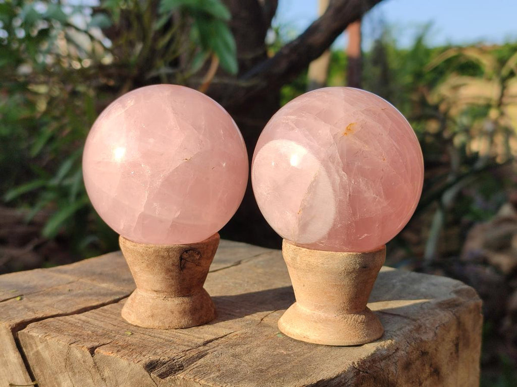 Polished Gemmy Rose Quartz Spheres x 4 From Madagascar - Toprock Gemstones and Minerals 