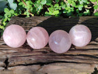 Polished Gemmy Rose Quartz Spheres x 4 From Madagascar - Toprock Gemstones and Minerals 