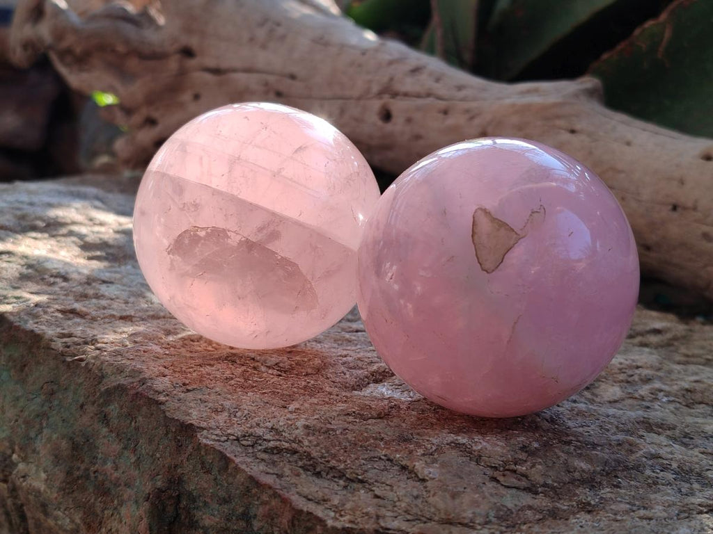 Polished Gemmy Rose Quartz Spheres x 4 From Madagascar - Toprock Gemstones and Minerals 