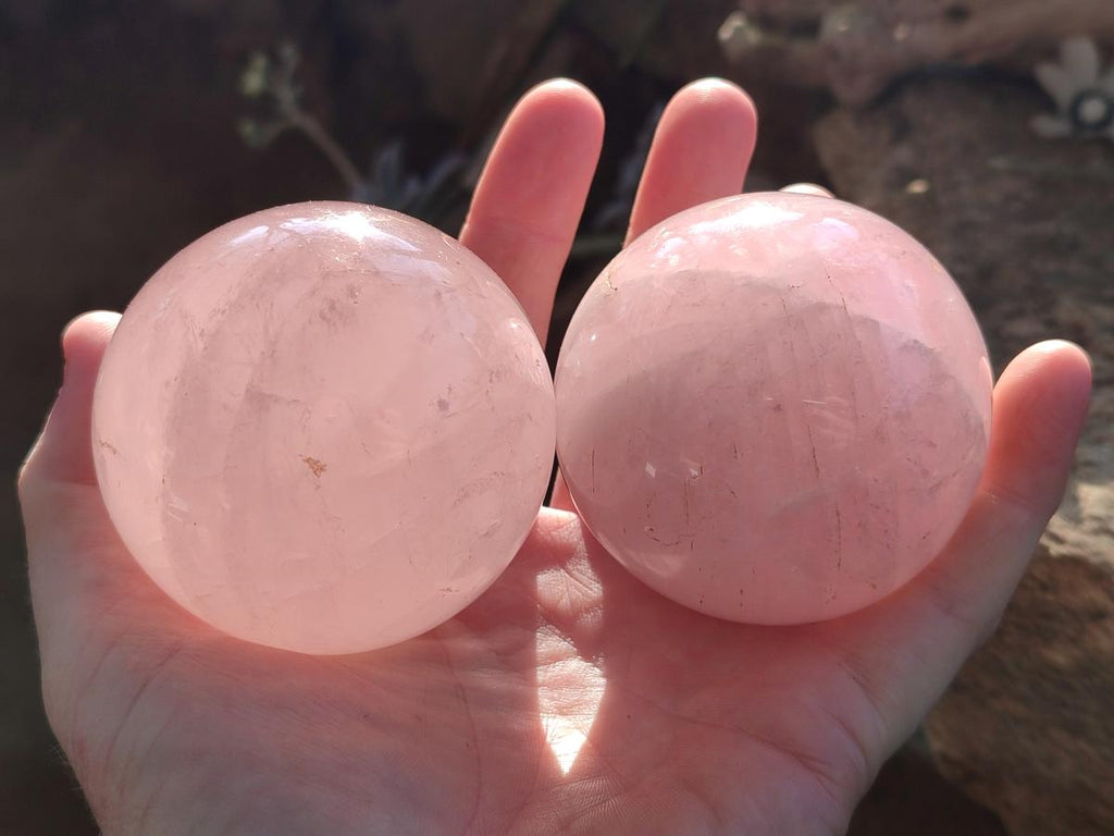 Polished Gemmy Rose Quartz Spheres x 4 From Madagascar - Toprock Gemstones and Minerals 