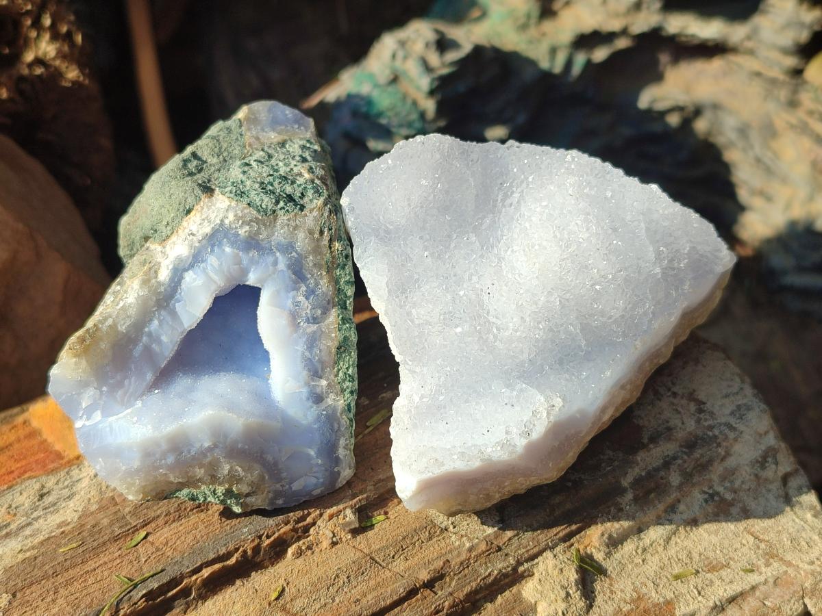 Natural Blue Lace Agate Geode Specimens x 12 From Nsanje, Malawi - Toprock Gemstones and Minerals 