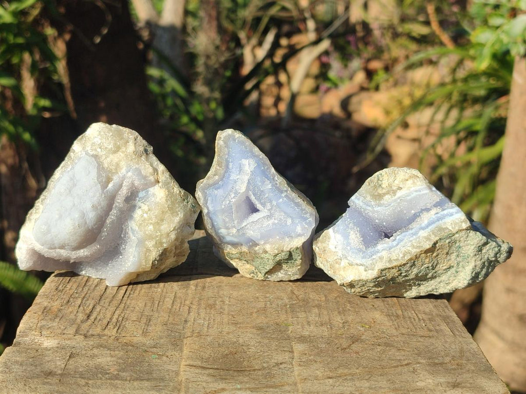 Natural Blue Lace Agate Geode Specimens x 12 From Nsanje, Malawi - Toprock Gemstones and Minerals 