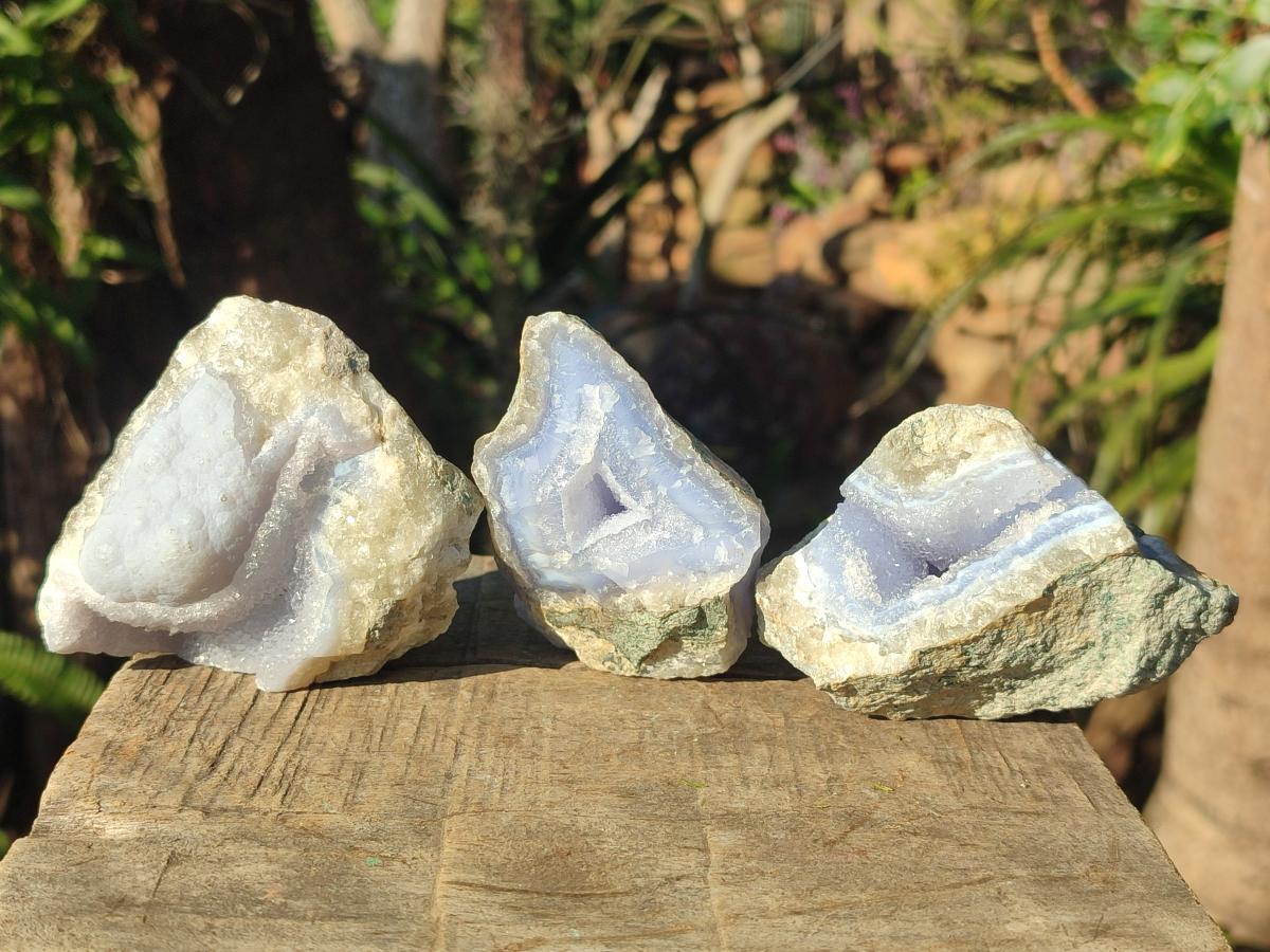 Natural Blue Lace Agate Geode Specimens x 12 From Nsanje, Malawi - Toprock Gemstones and Minerals 