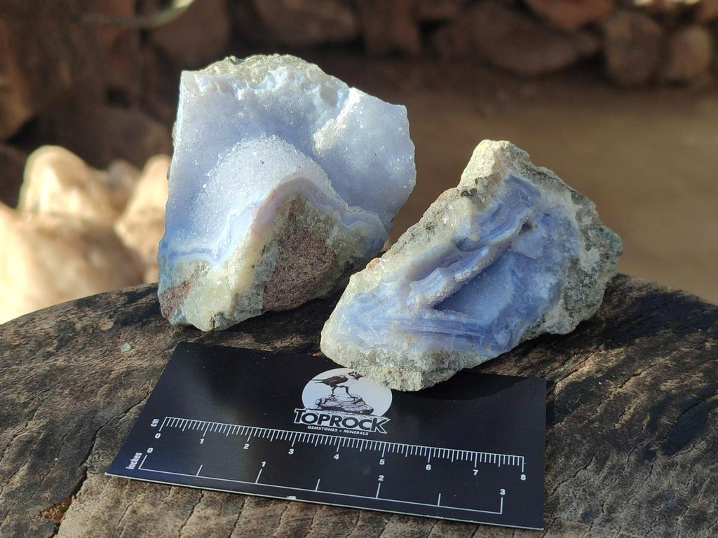 Natural Blue Lace Agate Geode Specimens x 12 From Nsanje, Malawi - Toprock Gemstones and Minerals 