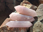 Polished Double Terminated Gemmy Rose Quartz Crystals x 6 From Madagascar - Toprock Gemstones and Minerals 
