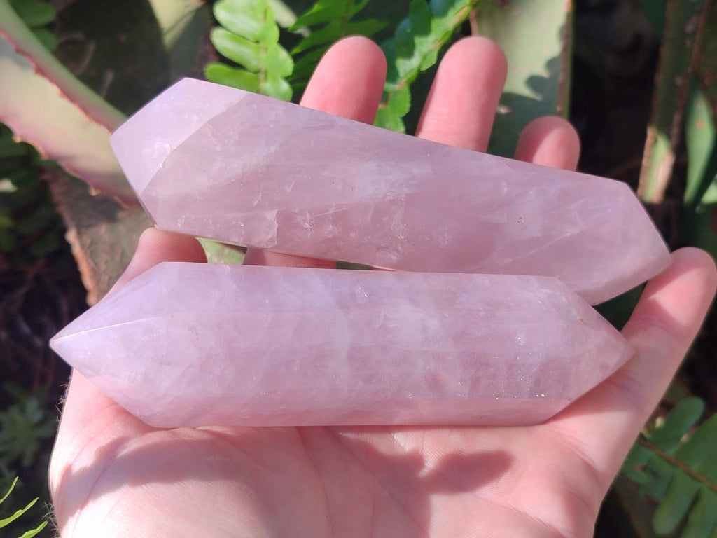 Polished Double Terminated Gemmy Rose Quartz Crystals x 6 From Madagascar - Toprock Gemstones and Minerals 