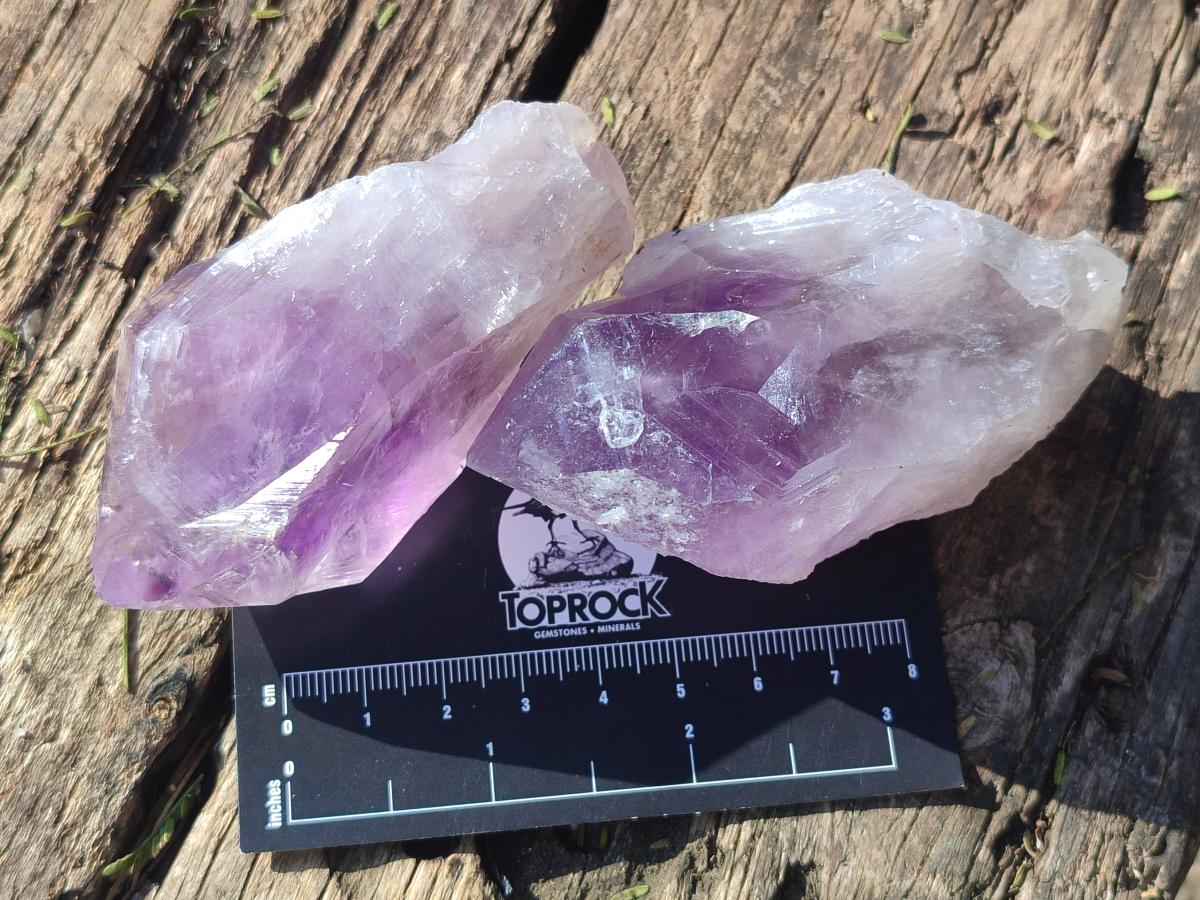 Natural Jacaranda Amethyst Single Crystals x 12 From Mumbwa, Zambia - Toprock Gemstones and Minerals 