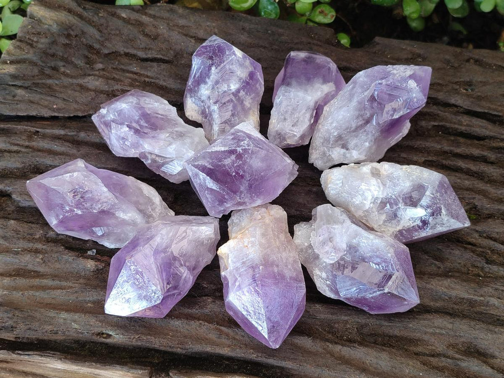 Natural Jacaranda Amethyst Single Crystals x 12 From Mumbwa, Zambia - Toprock Gemstones and Minerals 