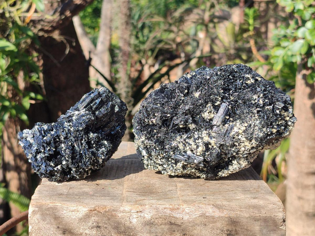 Natural Schorl Black Tourmaline Specimens with Vermiculite Mica x 2 From Erongo, Namibia - Toprock Gemstones and Minerals 
