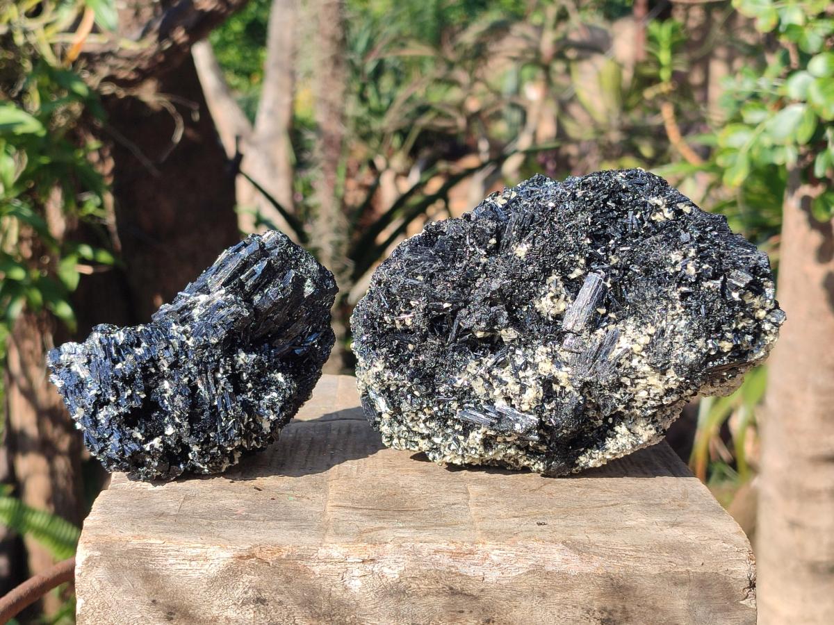 Natural Schorl Black Tourmaline Specimens with Vermiculite Mica x 2 From Erongo, Namibia - Toprock Gemstones and Minerals 