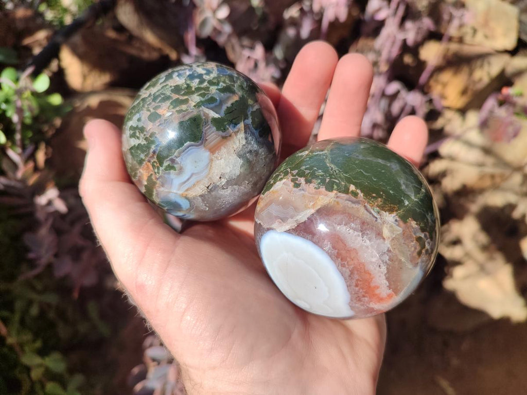 Polished Red Shashe River Banded Agate Spheres x 7 From Shashe River, Zimbabwe - Toprock Gemstones and Minerals 
