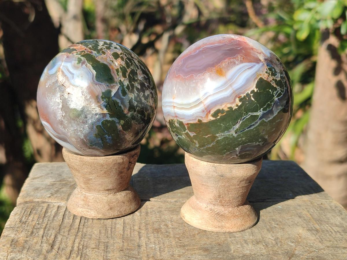 Polished Red Shashe River Banded Agate Spheres x 7 From Shashe River, Zimbabwe - Toprock Gemstones and Minerals 
