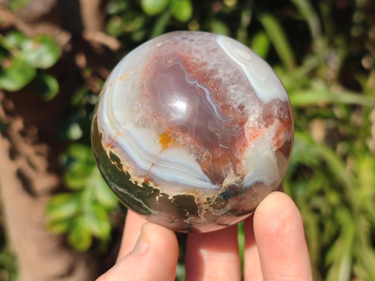 Polished Red Shashe River Banded Agate Spheres x 7 From Shashe River, Zimbabwe - Toprock Gemstones and Minerals 