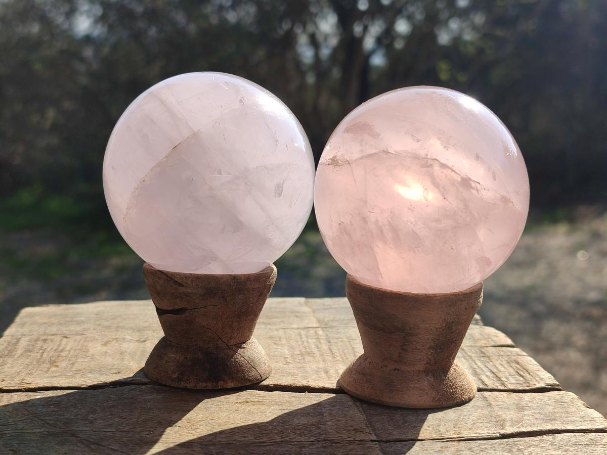 Polished Gemmy Rose and Lavender Quartz Spheres x 4 From Madagascar - Toprock Gemstones and Minerals 