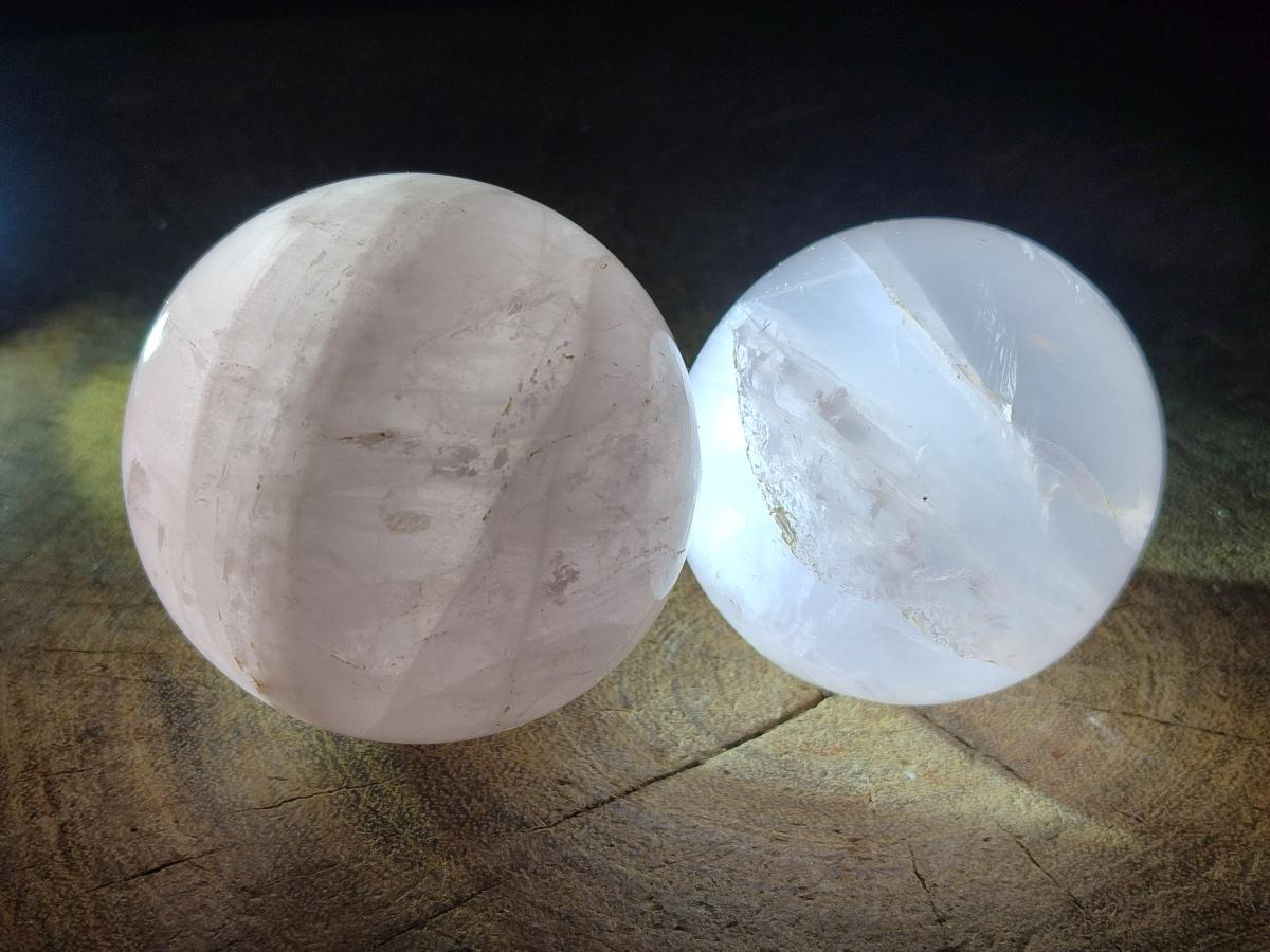 Polished Gemmy Rose and Lavender Quartz Spheres x 4 From Madagascar - Toprock Gemstones and Minerals 