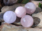 Polished Gemmy Rose and Lavender Quartz Spheres x 4 From Madagascar - Toprock Gemstones and Minerals 