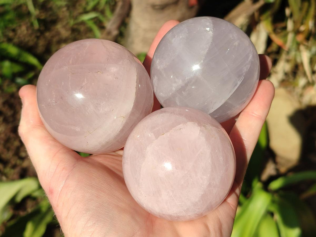 Polished Gemmy Rose and Lavender Quartz Spheres x 4 From Madagascar - Toprock Gemstones and Minerals 