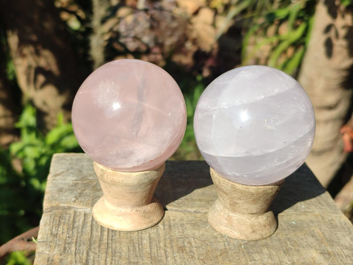 Polished Gemmy Rose and Lavender Quartz Spheres x 4 From Madagascar - Toprock Gemstones and Minerals 