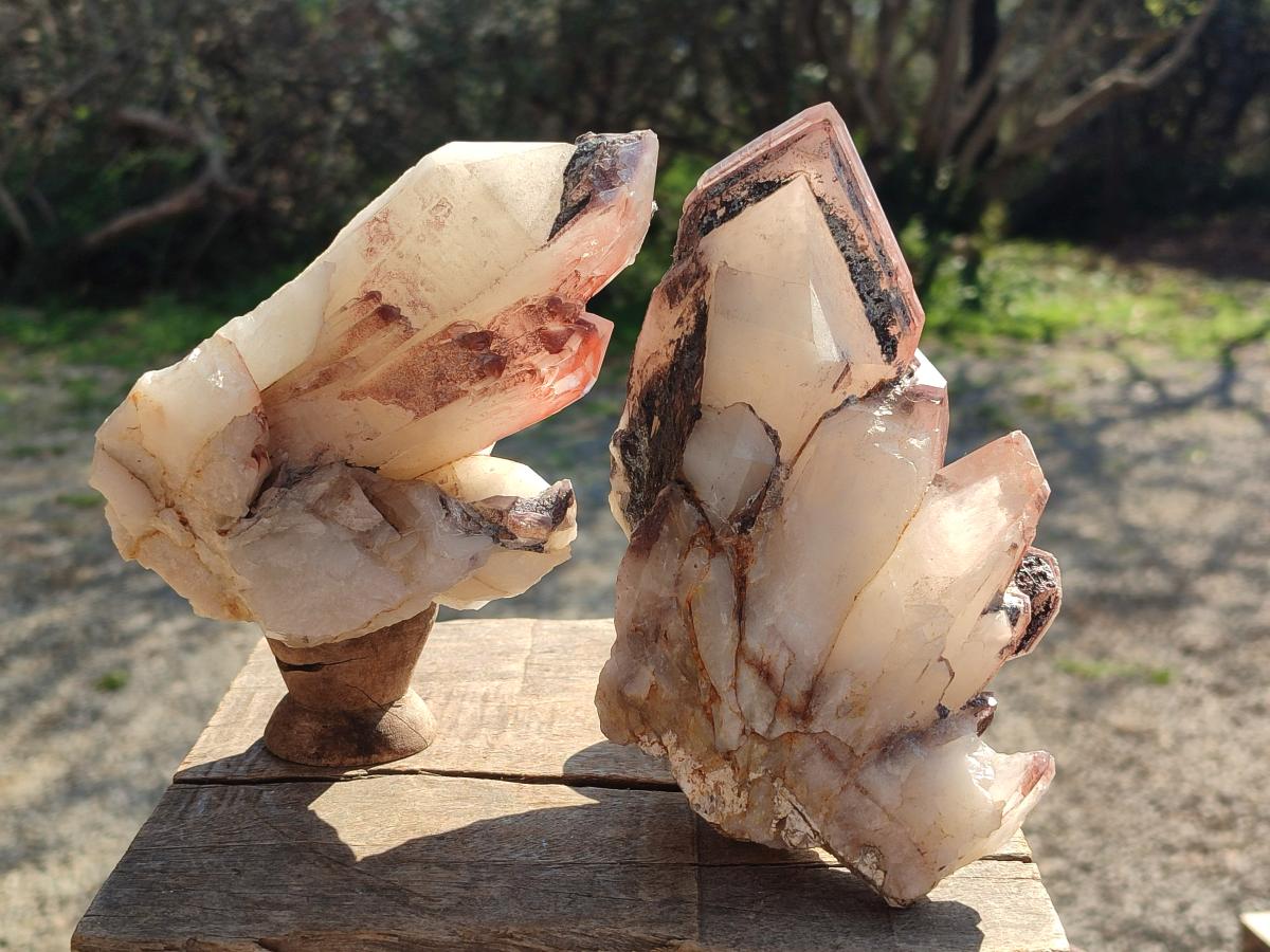 Natural Cabinet Size Red Hematoid Quartz Clusters x 2 From Karoi, Zimbabwe - Toprock Gemstones and Minerals 