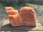 Natural Rhombohedral Sunset Orange Calcite Specimens x 6 From Spitzkop, Namibia - Toprock Gemstones and Minerals 