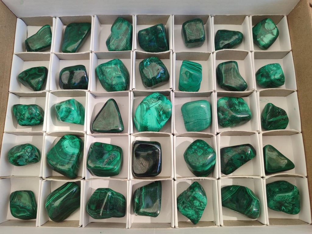 Polished Flower Banded Malachite Free Forms x 35 From Congo - Toprock Gemstones and Minerals 