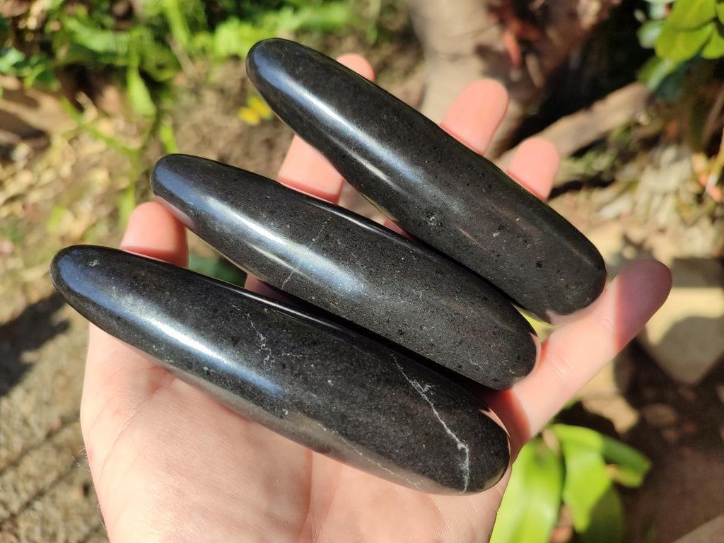 Polished Black Basalt Massage Wands x 12 From Madagascar - Toprock Gemstones and Minerals 