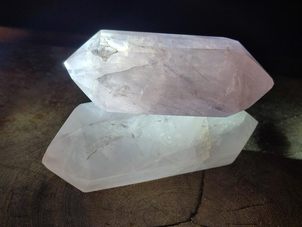 Polished Double Terminated Gemmy Rose Quartz Crystals x 4 From Madagascar - Toprock Gemstones and Minerals 