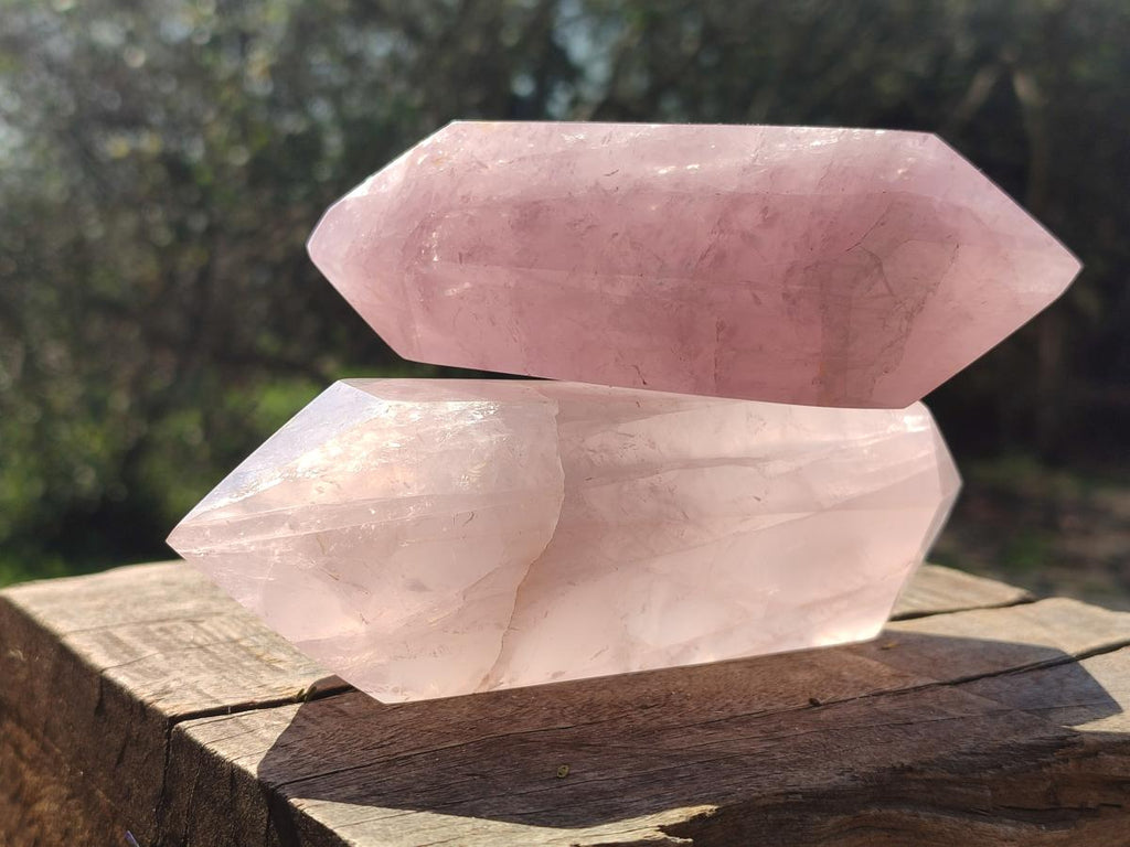Polished Double Terminated Gemmy Rose Quartz Crystals x 4 From Madagascar - Toprock Gemstones and Minerals 