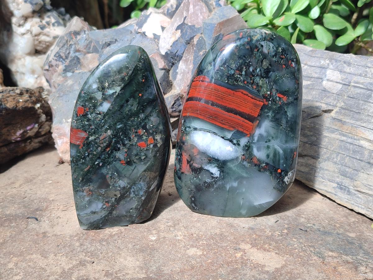 Polished Bloodstone Standing Display Pieces x 3 From Swaziland - Toprock Gemstones and Minerals 