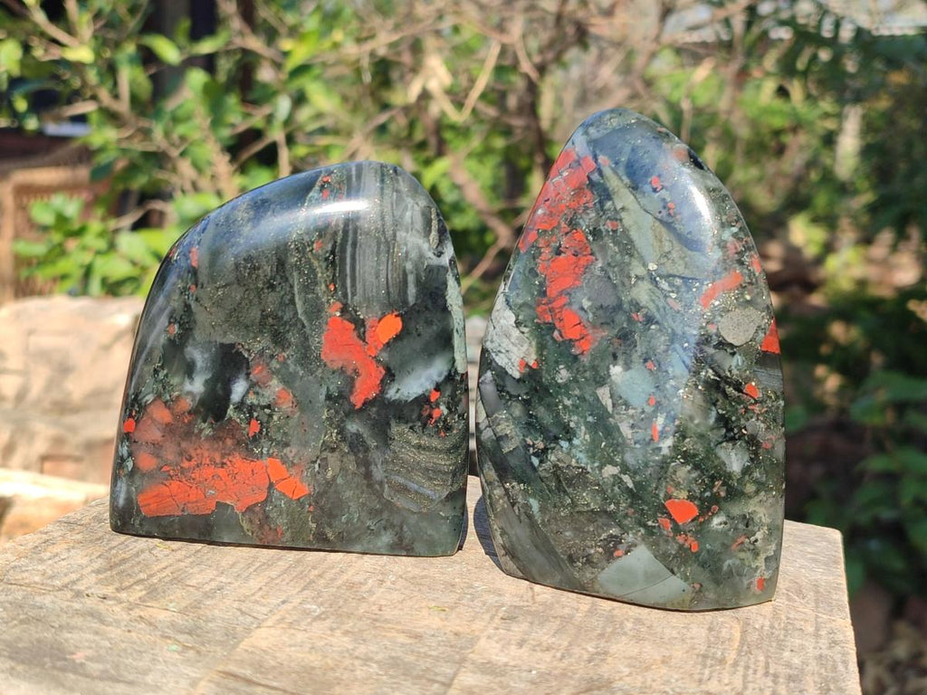 Polished Bloodstone Standing Display Pieces x 3 From Swaziland - Toprock Gemstones and Minerals 