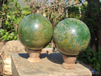 Polished Large Verdite Spheres x 2 From Barberton, South Africa - Toprock Gemstones and Minerals 
