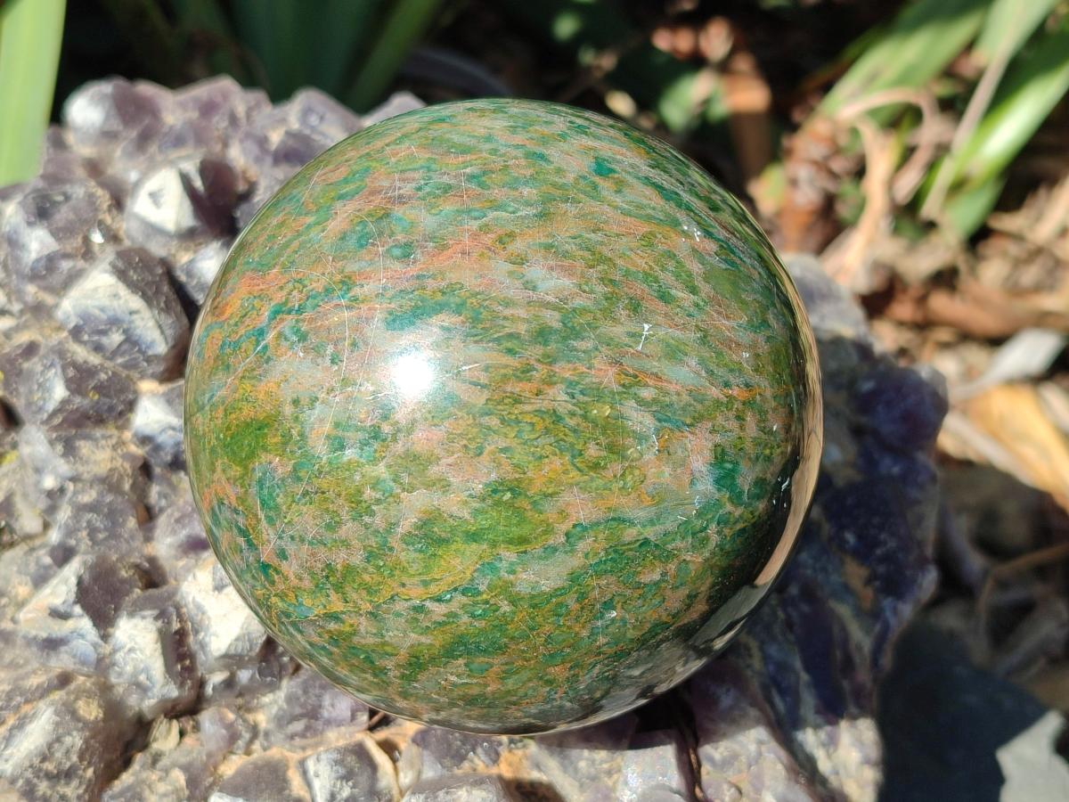 Polished Large Verdite Spheres x 2 From Barberton, South Africa - Toprock Gemstones and Minerals 
