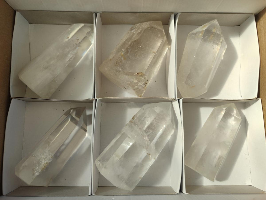 Polished Clear Quartz Crystals x 6 From Madagascar - Toprock Gemstones and Minerals 