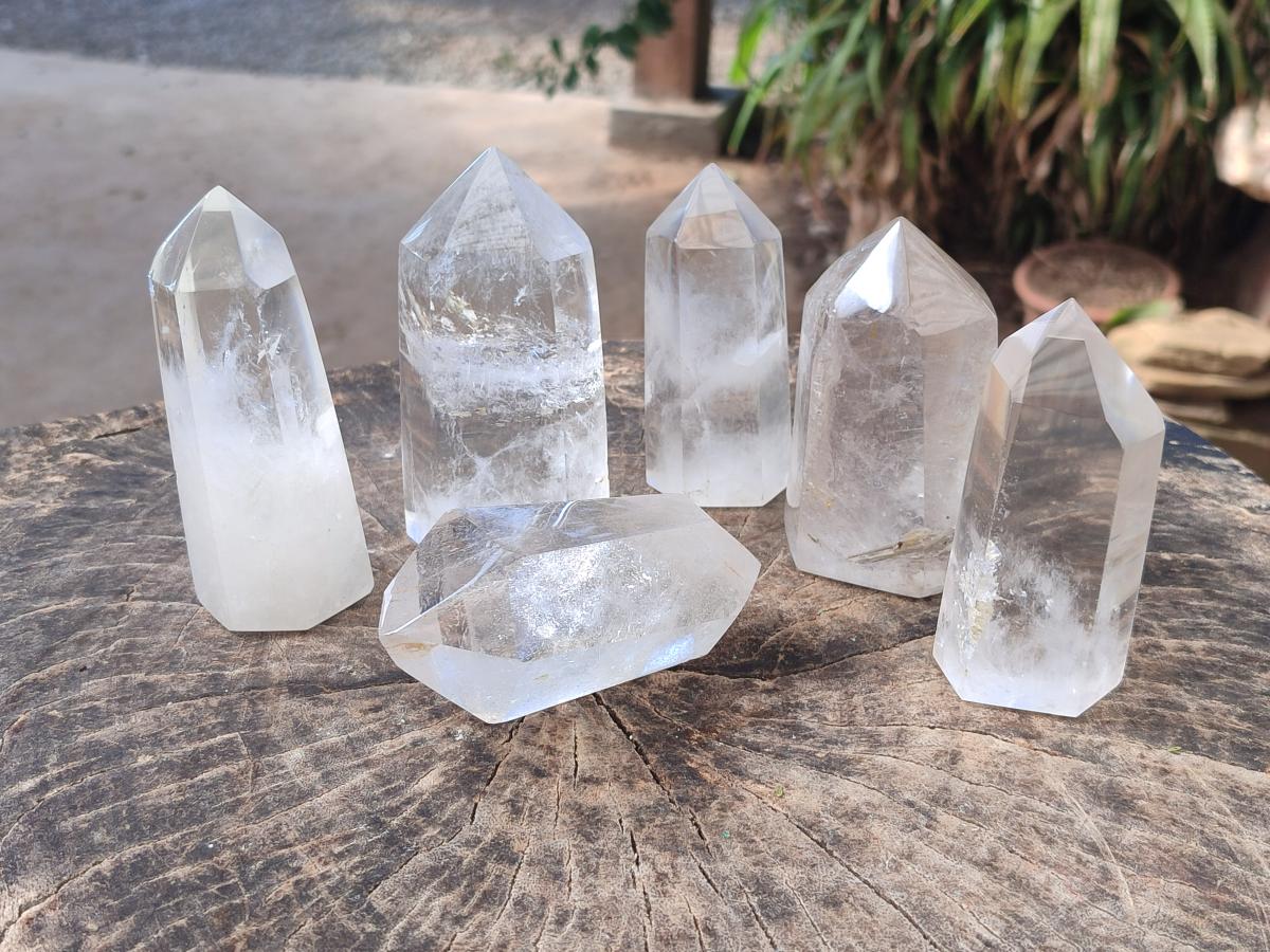 Polished Clear Quartz Crystals x 6 From Madagascar - Toprock Gemstones and Minerals 