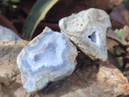 Polished One Side Blue Lace Agate Geodes x 12 From Nsanje, Malawi - Toprock Gemstones and Minerals 