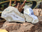 Polished One Side Blue Lace Agate Geodes x 12 From Nsanje, Malawi - Toprock Gemstones and Minerals 