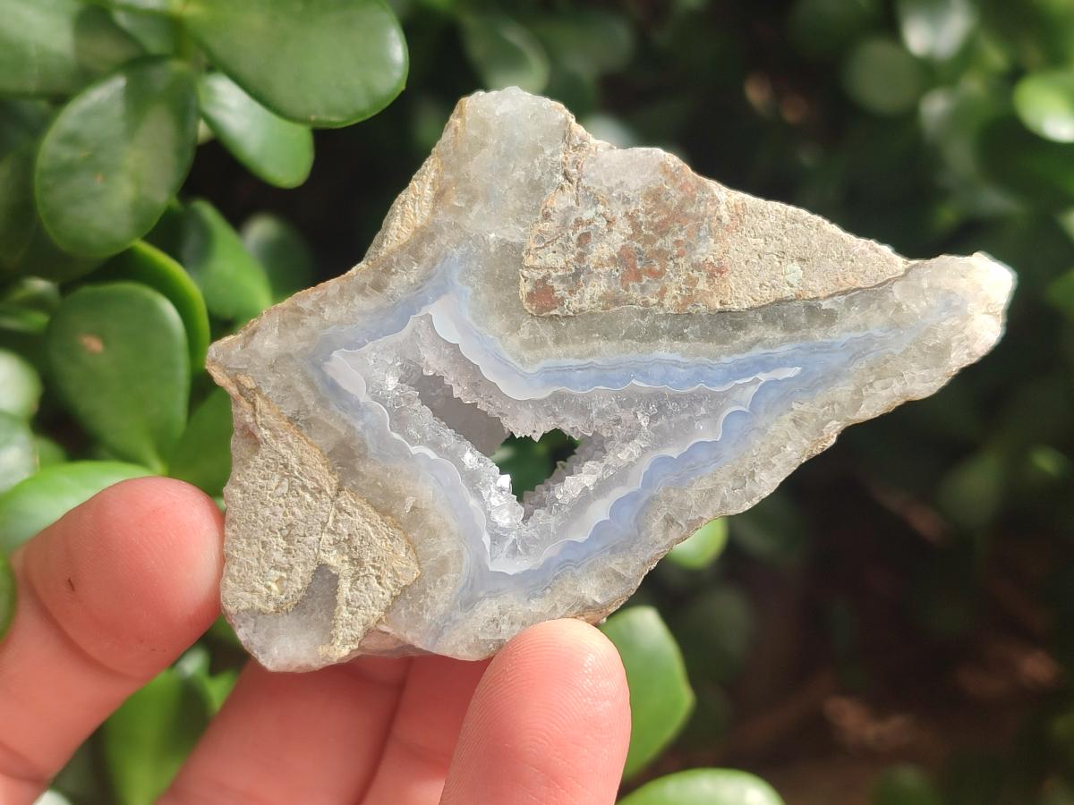 Polished One Side Blue Lace Agate Geodes x 12 From Nsanje, Malawi - Toprock Gemstones and Minerals 